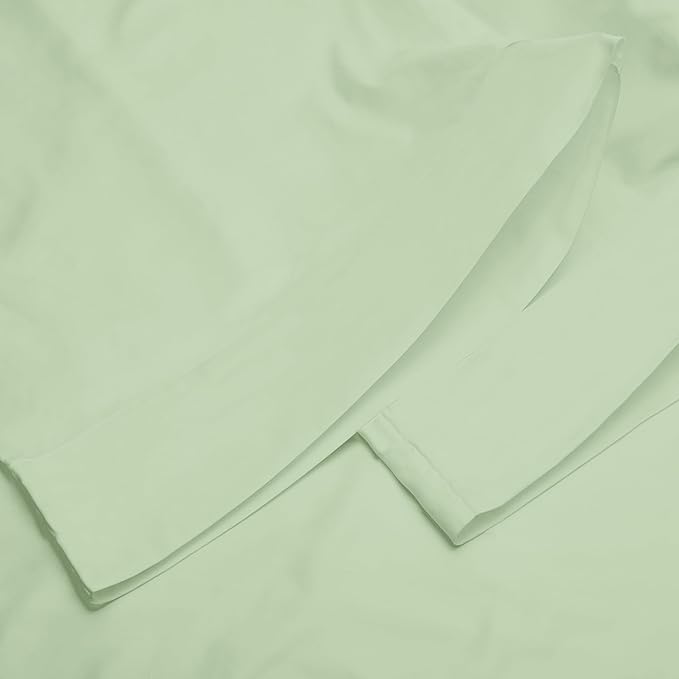 Bioweaves 100% Organic Cotton King Pillow Cases 300 Thread Count Soft Sateen Weave GOTS Certified – King Size, Set of 2, Pastel Green