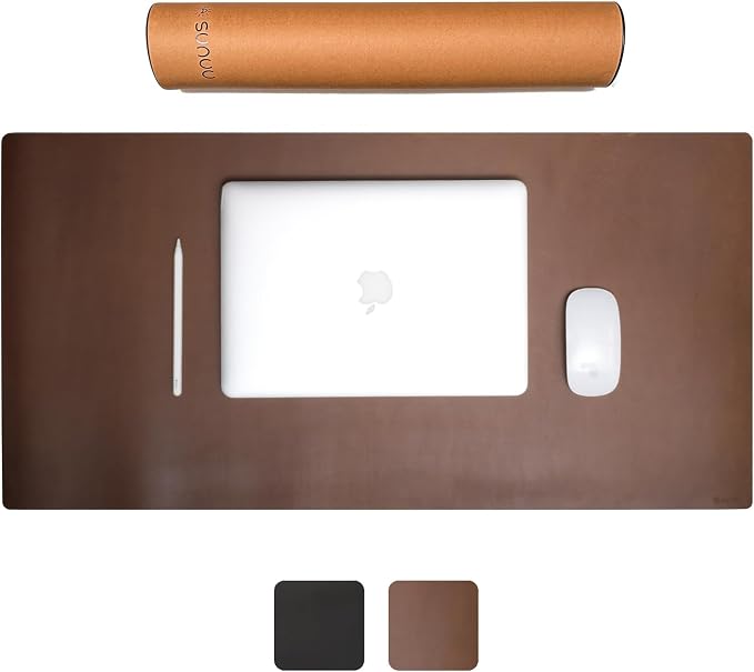 Desk Pad-Premium Full Grain Genuine Leather-Handmade with Cowhide Crazy Horse Leather-31.5x15.8in (Vintage Brown)