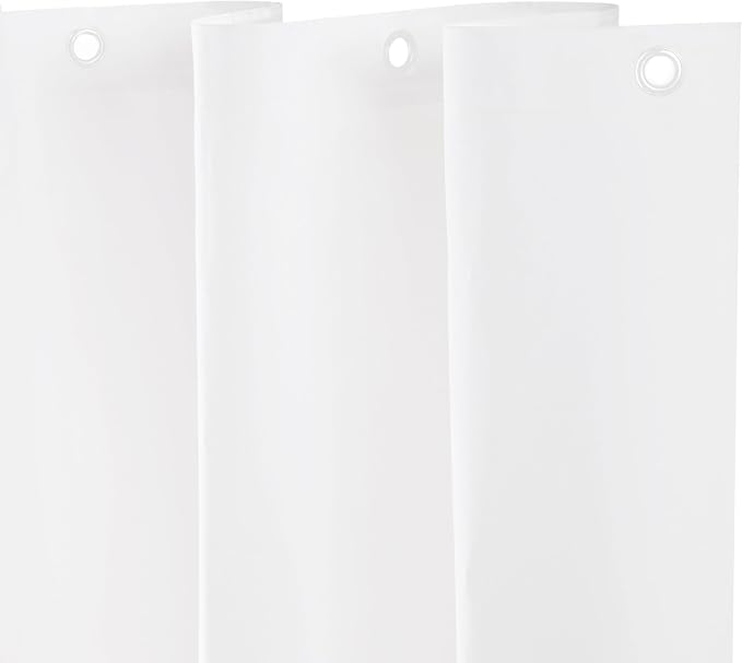 Kenney KN61430 Lightweight 3 Gauge Waterproof PEVA Shower Curtain Liner with Durable Eyelet Hang Holes and Weighted Magnetic Hem for Bathroom, 70" W x 72" H, White, 1-Pack