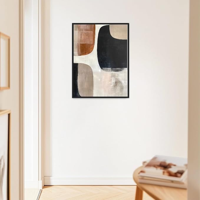 Moonow7 Modern Abstract Geometric Wall Art Poster, Neutral Color Artwork for Living Room, Bedroom, Office, Minimalist Aesthetic Decor, Contemporary Home Accent, Unframed Size 30x40 cm / 12x16″