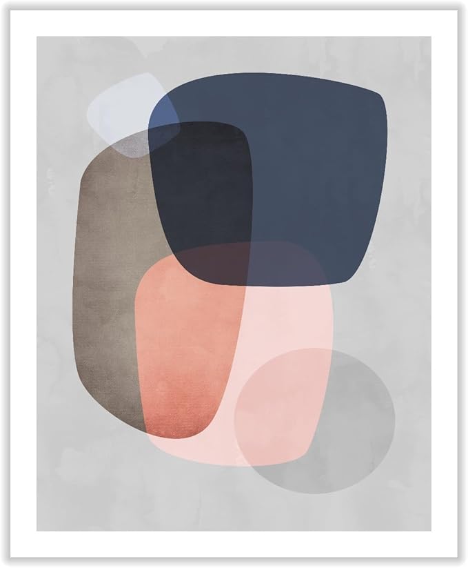 Monem Art Pastel Abstract Organic Shapes Print - Scandinavian Minimalist Art Poster - Wall Decor for Living Room, Bedroom or Office - 16x20 ROLLED CANVAS Wall Art by Mareike Bohmer