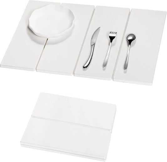 Stone Dish Drying Mat - Large Foldable Marbled Quick Drying Dish Mats, Stone Coasters Set of 4 Collapsible Ultra Absorbent Diatomaceous Earth Mats for Kitchen Counter Bathroom (White-4Pcs)