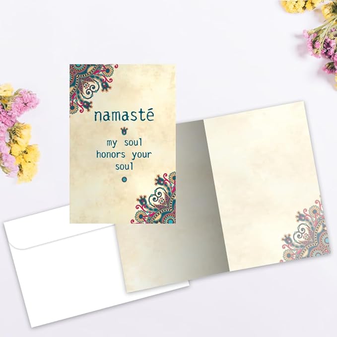 Tree-Free Greetings - All Occasion Cards - Artful Designs - 12 Greeting Cards + White Envelopes - Made in USA - 100% Recycled Paper - 4 x 6 - Namaste Honor (FS56948)