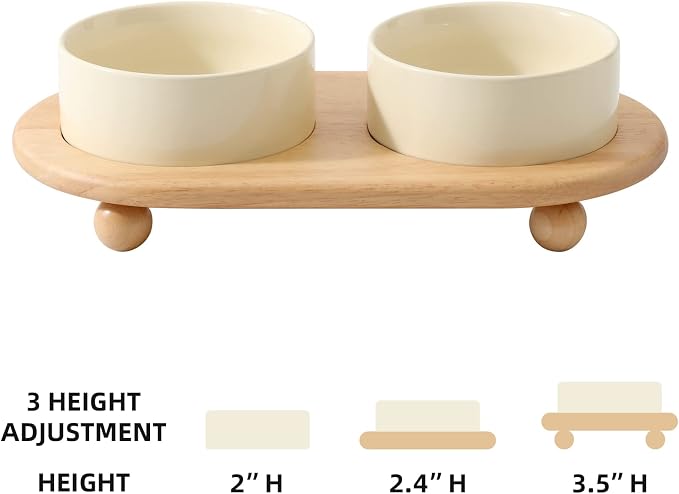 Havniva Raised Cat Bowls Water Bowl 5.1” Elevated Ceramic Cat Food and Water Bowl Whisker Friendly Pet Food Bowls for Indoor Cats, Wide Cat Water Dish Prevent Whisker Fatigue Non Slip Cat Feeder