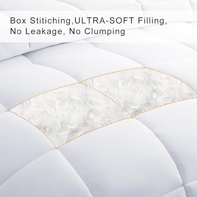 COHOME Premium Twin XL Size Cooling Comforter, All-Season Quilted Down Alternative Duvet Insert, Luxury Hotel GentleSoft Comforter with Anti-Clump Tech & 8 Tabs - Reversible - White 68x92 inches