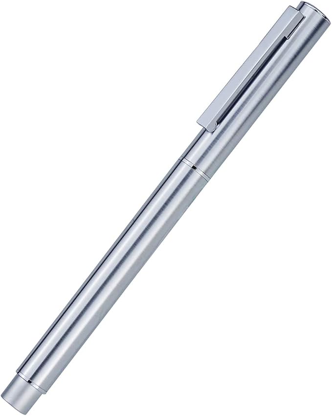 Hongdian 516 Stainless Steel Fountain Pen Fine Nib, Classic Design with Converter and Pen Pouch