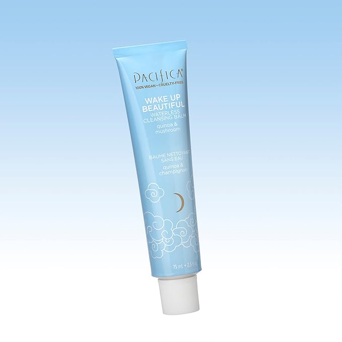 Pacifica Wake Up Beautiful Cleansing Balm & Makeup Remover - 2-in-1 Waterless Face Cleanser for Dry & Sensitive Skin, Hydrating No-Rinse Balm Dissolves Stubborn Makeup, 2.5oz