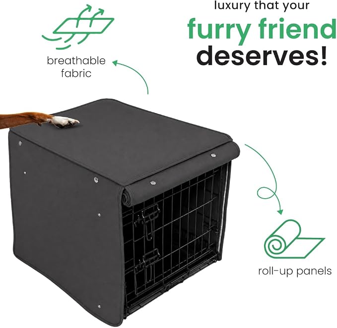 Molly Mutt I'm a Realist Dog Crate Cover, 100% Cotton Canvas Cover with 2 Roll-Up Panels, Ideal for Dog or Cat Crate, Durable, Washable, and Free of Harmful Chemicals, 48" x 30" x 33"