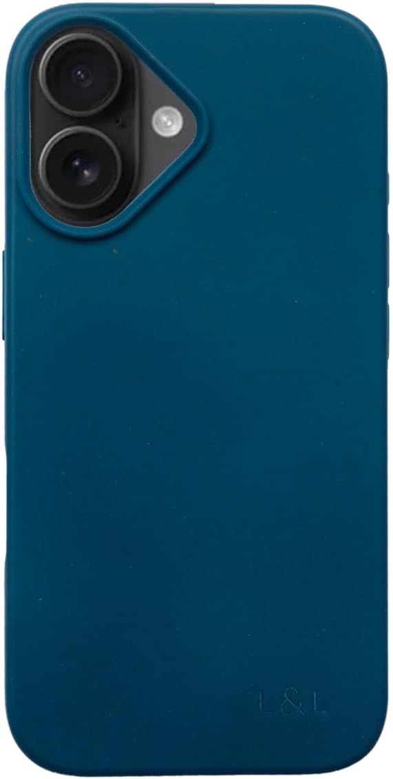 LOAM & LORE Biodegradable Phone Case for iPhone 16, Plastic Free Eco Friendly Phone Case, Plant Based Compostable iPhone 16, Premium Zero-Waste Phone Cover (Blue)