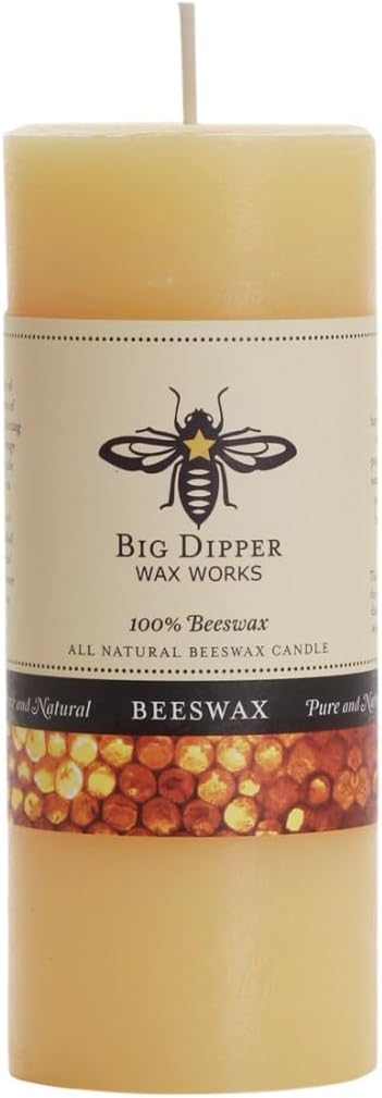 Big Dipper Wax Works 100% Pure Beeswax Pillar Candles (1 Pack) – 2" x 4.75" Handmade in USA, Long Burning Clean Soot-Free, Natural Honey Aroma, Eco-Friendly Cotton Wick, Home Décor & Meditation