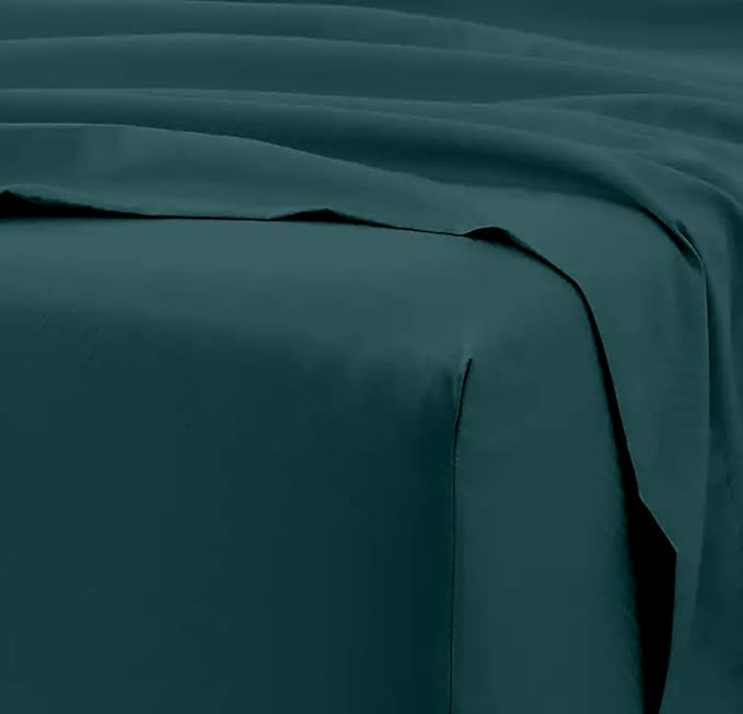 Femini Fashion 100% Organic Cotton Bed Sheets 800-Thread-Count, 16-Inch Deep-Pocket, Luxury Breathable Crisp 4-Piece Bed Sheet Set (1 Flat Sheet, 1 Fitted Sheet, 2 Pillowcases) - Cal-King, Teal Blue