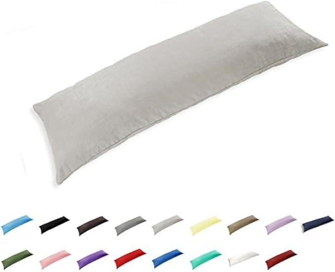 TAOSON 100% Cotton 300 Thread Count Body Pillow Cover Pillowcase Pillow Protector Cushion Cover with Zippers Only Cover No Insert (Silver Grey,21"x54")