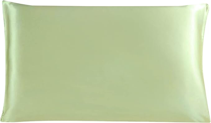 uxcell 1 Pack 100% Charmeuse Pure Silk Pillowcase for Hair and Skin, 350TC 19 Momme Soft Breathable Pillow Case with Hidden Zipper, Fruit Green Standard(20x26inch)