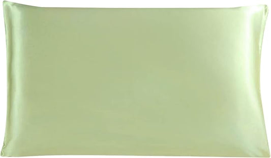 uxcell 1 Pack 100% Charmeuse Pure Silk Pillowcase for Hair and Skin, 350TC 19 Momme Soft Breathable Pillow Case with Hidden Zipper, Fruit Green Standard(20x26inch)