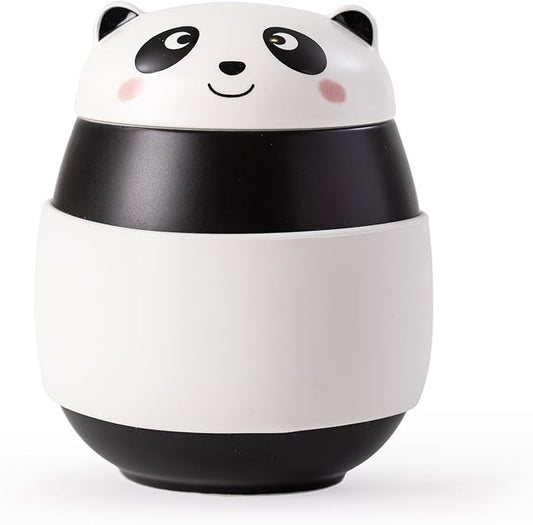 14.8oz Cute Panda Ceramic Mug with Lid & Heat-Resistant Silicone Sleeve – 1340℃ High-Fire Hand Warmer Coffee Cup, Lead-Free & Microwave Safe, Great Gift for Cold Days
