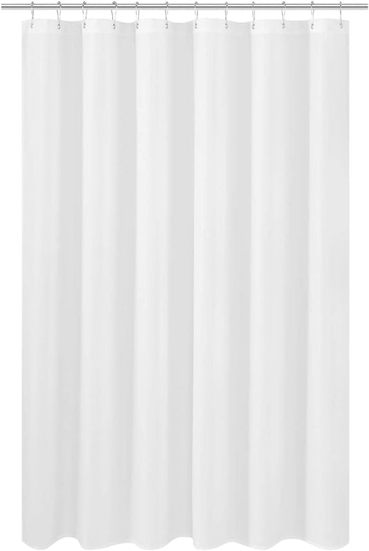N&Y HOME Longer Shower Curtain Liner Fabric 72 x 75 inches, Hotel Quality, Washable, White Spa Bathroom Curtains with Grommets, 72x75