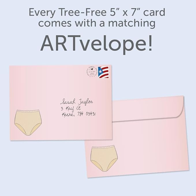 Tree-Free Greetings - Birthday Cards - Artful Designs - 2 Cards + Matching Envelopes - Made in USA - 100% Recycled Paper - 5 x 7 - Granny Panties (GT61236)