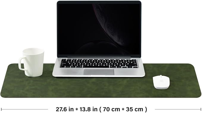 Distressed Leather Desk Mat - Non-Slip PU Desk Pad for Office and Home - Desk Organization and Accessories - Ideal for Large Mouse Pad and Desk Mats on Top of Desks(Forest Green,27.6"x 13.8")