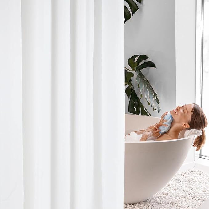 FGY Shower Curtain Liner 72" x 72” Waterproof & Washable PEVA Shower Liner with 12 Metal Grommet (White)
