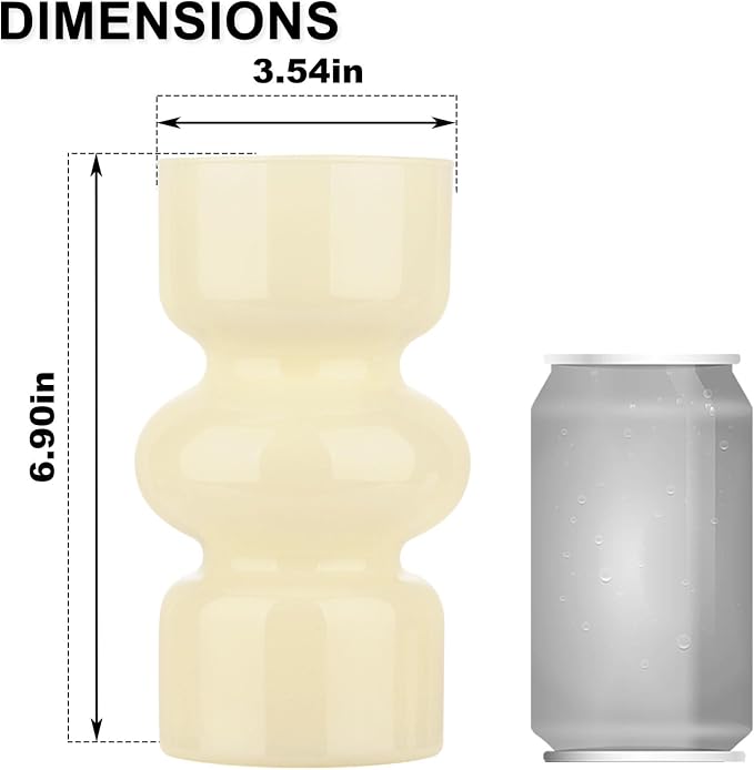 VanEnjoy Milky White Glass Hydroponic Vase, Colored Glass vase Flower, Three-Layer 7 inch Cylinder vase for Home Décor, Modern Glass Vase for Home, Office, Wedding