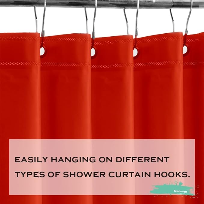 Tangerine Plastic Shower Curtain Or Liner, 72x72 Inch Lightweight Red Plastic Bathroom Shower Showroom Inner Curtain with Rustproof Metal Grommet Holes and Weighted Magnets