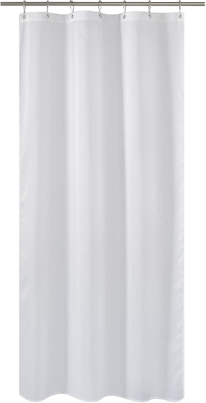 N&Y HOME Fabric Shower Curtain Liner Long Stall Size 42 Width x 78 Length inches, Hotel Quality, Washable, White, 42x78