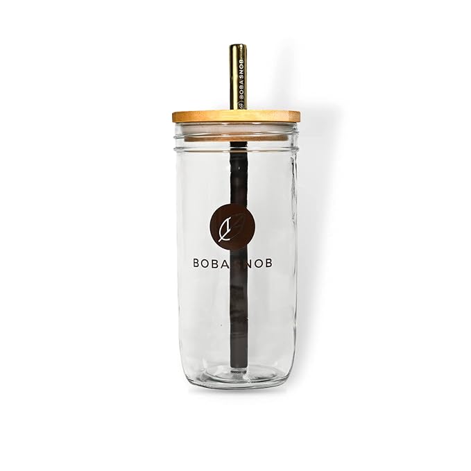 Premium DIY Boba Tea Kit - 5 Organic Teas - 32 oz Boba - 2 Stainless Steel Straws - Teaspoon - Reusable Bubble Cup & Brown Sugar Non-Dairy Creamer To Make The Perfect Bubble Tea Drink At Home!