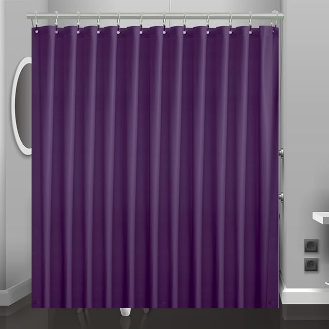Purple Plastic Shower Curtain Or Liner, 72x72 Inch Lightweight Purple Cuctus Plastic Bathroom Shower Showroom Inner Curtain with Rustproof Metal Grommet Holes and Weighted Magnets