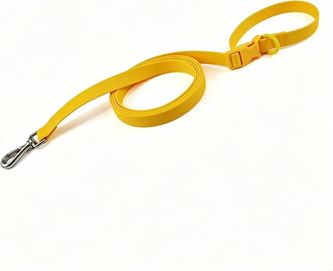 Ovale Waterproof PVC Dog Collar&Leash Set,Leash with Buckle.((M, Yellow) | Durable PVC Material Easy to Clean, Multi Ways to Wear Hand/Waist/Shoulder