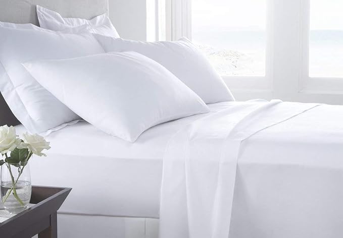 Organic Cotton Bed Sheets Set - 400TC Split Cal King Size Ultra White - 5 Piece Bedding - 100% GOTS Certified, Soft Silky Shiny, Luxury Finish Bedsheets - Fits 18" Deep Pocket Mattress