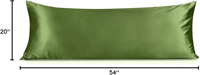 INFIIXSO Body Pillow Cover with Zipper, Luxury Mulberry Silk Body Pillow Case 20x54 Inches, Ultra Smooth and Soft Cooling Long Pillowcase, Gift for Women, Men(Cedar Green)