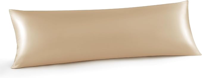 INFIIXSO Body Pillow Cover with Zipper, Luxury Mulberry Silk Body Pillow Case 20x54 Inches, Ultra Smooth and Soft Cooling Long Pillowcase, Gift for Women, Men(Champagne)