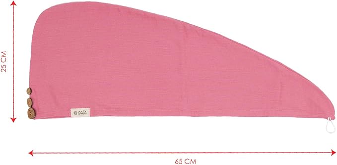 Banana Double Cloth Hair Towel, Hair Wrap for Women, Towel for Long & Short Hair, Anti-Frizz Shower Hair Towels with Button, Quick-Drying Hair Cap Pack of 3 Desert Rose - Pc 3