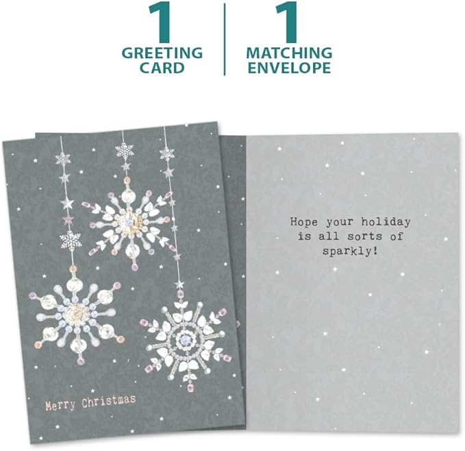 Tree-Free Greetings - Christmas Greeting Card - Artful Designs - 1 Card + Matching Envelope - Made in USA - 100% Recycled Paper - 5"x7" - Silver and Gold Christmas (GO65721)