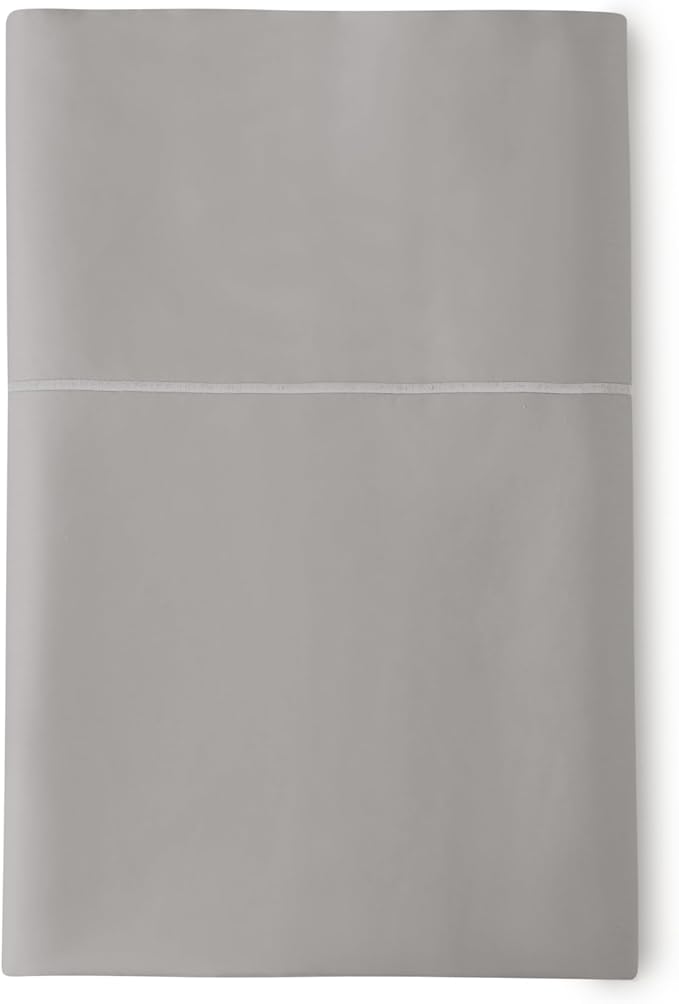Certified Organic Full Flat Sheet Only - 100% Organic Cotton Top Sheet with Luxurious Soft and Breathable 300 Thread Count Sateen Weave Finish - GOTS & Fairtrade Certified (Stone, Full)