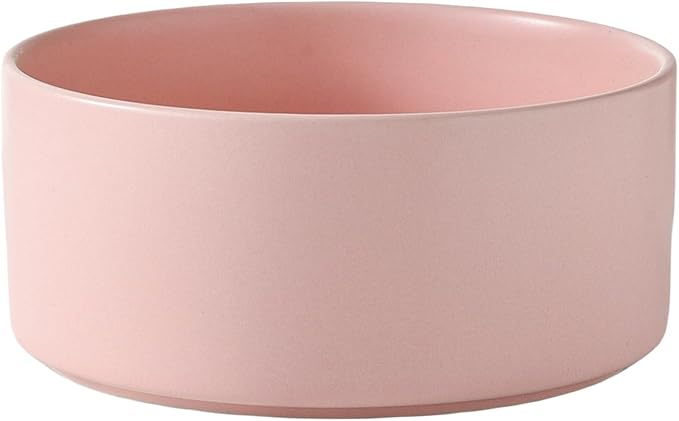 6'' Ceramic Dog Bowl - 30Oz Classic Dogs Food & Water Bowl for Small and Medium Breed Dogs, Heavy Duty Non-Slip Dog Dishes, Food Grade Stoneware Pet Bowl, Dishwasher & Microwave Safe, Pink