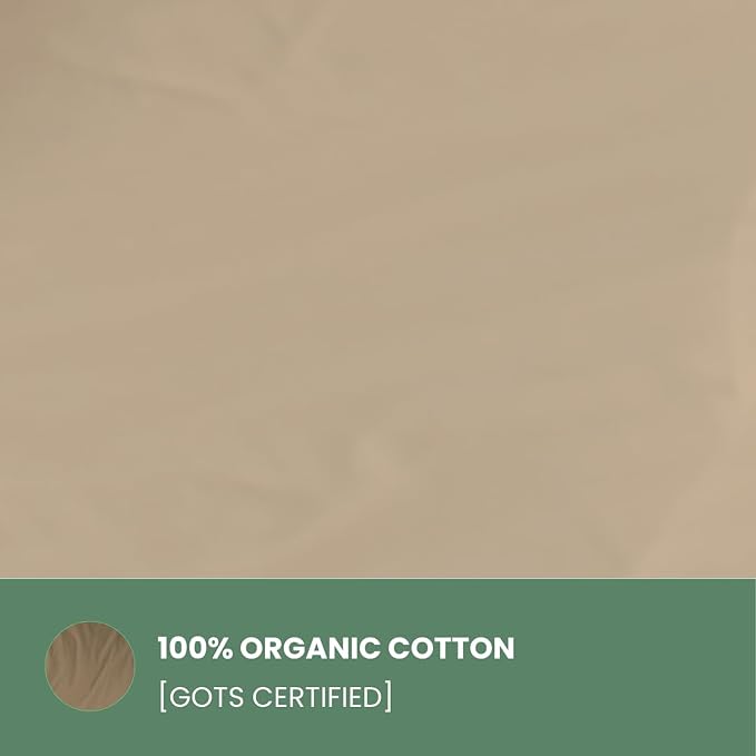 ORGANIC TEXTILES Premium Quality Bed Sheets - Organic Cotton 550 Thread Count - GOTS Certified - Twin, (3 Pc. Set) - Sand