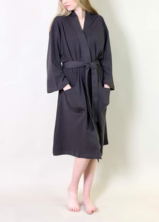 Women's Bathrobe Spa Robe, 100% Organic Cotton, Lightweight Super Soft Travel & Eco-Friendly (6 Colors)