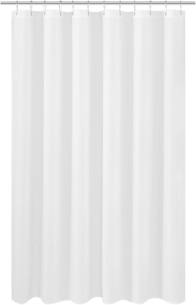N&Y HOME Fabric Shower Curtain Liner 66 x 72 inches, Hotel Quality, Washable, Water Repellent, White Bathroom Curtains with Grommets, 66x72
