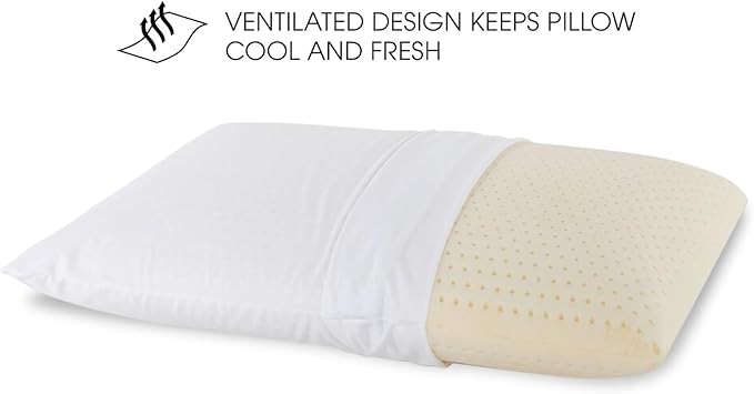 Talalay 100% Natural Premium Latex Pillow,Bed Pillow for Sleeping with Removable Cotton Cover, Helps Relieve Pressure, Breathable, Pressure Relief, Durable, Best Gift (1, Queen (Low Loft))