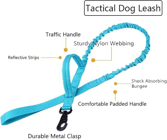 Tactical Dog Collar and Leash Set Adjustable Military Nylon Dog Collar with Control Handle and Heavy Duty Metal Buckle for Large Dogs（Blue XXL