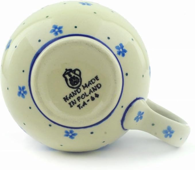 Polmedia Polish Pottery Bubble Mug 12 oz - Summer Wreath Pattern Handmade in Boleslawiec Poland by Ceramika Artystyczna + Certificate of Authenticity