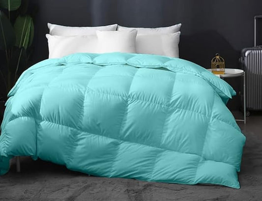 Eco Friendly Super Soft 120x98 Oversized King Down Alternative Comforter, Aqua Box Pleated Thick 1000-TC Duvet Insert with 100% Cotton Cover, Fluffy King Comforter for All Season