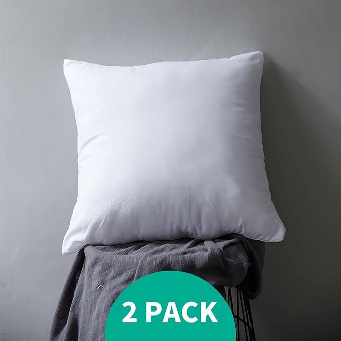 APSMILE 24x24 Down Feather Throw Pillow Inserts 2 Pack - Premium Soft Cotton Euro Square Decorative Pillow Core Set for Bed, Sofa, Couch, Ivory White
