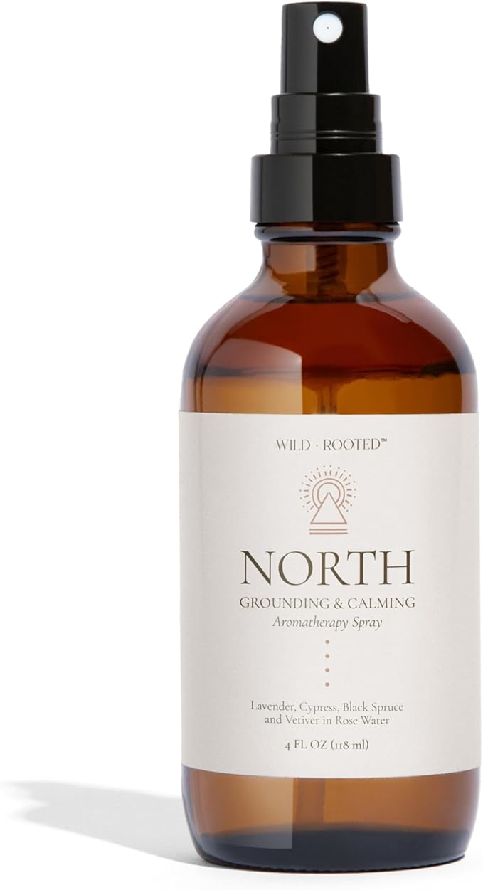 North Aromatherapy Room & Body Spray | Grounding & Calming Essential Oil Mist | Lavender, Cypress, Black Spruce, Vetiver in Rose Water | Body, Linen & Pillow Spray | 4oz Glass Bottle