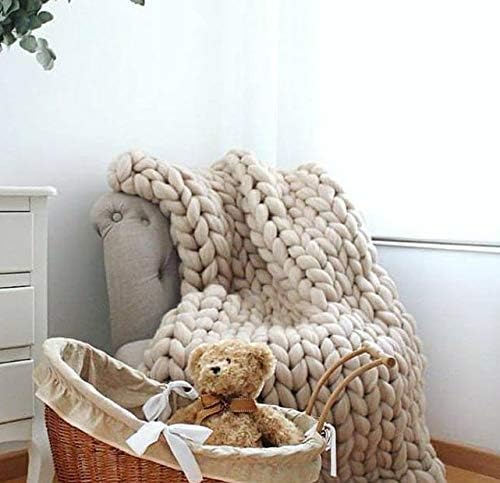 Knitted Throw Blanket For Sofa, Handmade Chunky Blanket Throw For Gift Sofa Bed, Chunky Knit Blanket (Camel 80 Inch X 80 Inch), 200 X 200 Cm