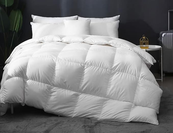 Eco Friendly Super Soft 116x98 Oversized King Down Alternative Comforter, White Box Pleated Thick 1000-TC Duvet Insert with 100% Cotton Cover, Fluffy King Comforter for All Season