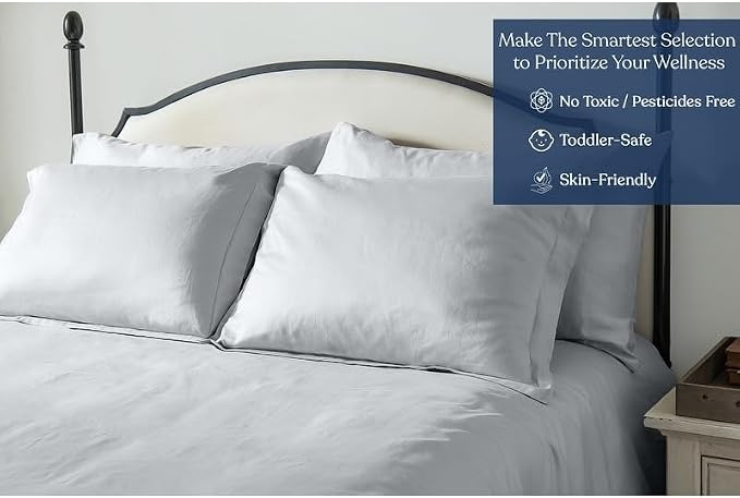 GOTS Certified 100% Organic Cotton Flat Sheet, 400TC Long Staple Cotton, Ultra Soft, Silky, Moisture-Wicking, Smooth & Breathable, Best Sheets for Hot Sleepers