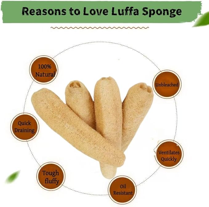 4Pack16-18'' Egyptian Loofah Exfoliating Sponge, Multipurpose Scrubber for Men & Women – Face, Body, Back Use, Organic & Natural, Large Size for Shower & Bath Daily Use