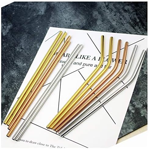 50-Pack Stainless Steel Straws,Super Long 10.5 Inch Drinking Metal Straws for 30oz/20oz Tumblers Yeti Cups Travel Mugs,Reusable Rustproof Dishwasher Safe (All bent 50pcs -10.5" Gold)